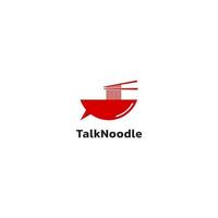 Simple abstract logo design of chat icon and bowl of noodles. vector