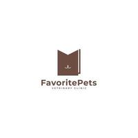 Simple abstract cat logo design and favorite icon. vector