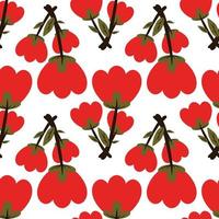 seamless red floral pattern vector illustration. for factory, print, textile, with white background