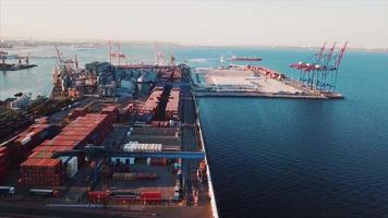 Top view of port containers in Ukraine video