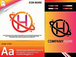 Abstract letter H with space planet logo concept vector