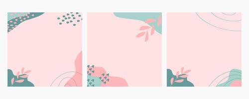 Bundle of abstract summer backgrounds on pastel color. Trendy organic shapes with copy space text suitable for banner, poster, flyer, social media post or stories. vector