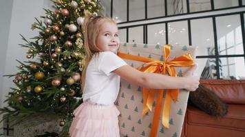 weinig meisje krijgt een reusachtig Kerstmis Cadeau video