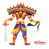 Beautiful ravana with ten heads for navratri dussehra festival holiday card background vector
