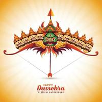 Illustration of bow and arrow of rama in happy dussehra card festival background vector