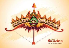 Lord rama with arrow killing ravana in happy dussehra celebration festival card background vector