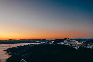 Morning in the mountains. Carpathian Ukraine, Aerial view. photo