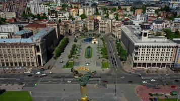 30.05.2020 Kiev Ukraine. Aerial photo of Maidan Nezalezhnosti.