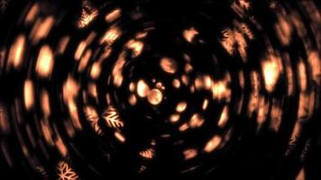 Abstract loop dark glow pastel gold snowflakes swirl video