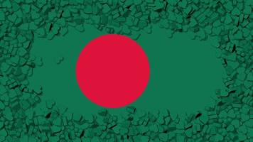 Corazones dinámicos 3d que crean la bandera de bangladesh, representación 3d, 26 de marzo de 1971 video