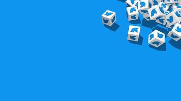 Twitter 3D Cube Falling from Right Side, Social Media 3D Rendering video