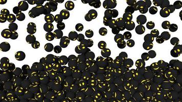 Black and Yellow Smile Emoji Falling and Filling the Screen Then Reveal, 3D Rendering, Chroma Key, Luma Matte Selection of Balls video