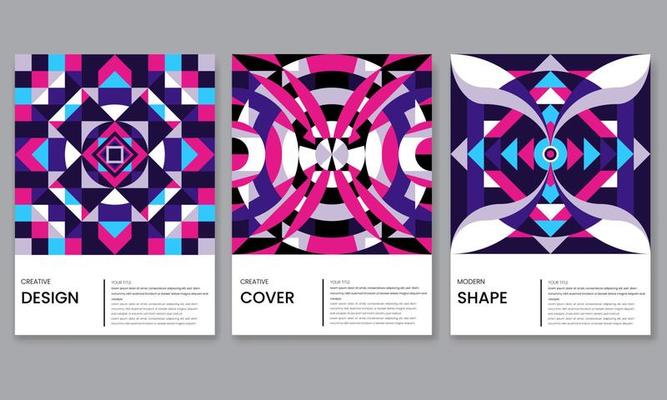 Modern abstractcolorful covers set, minimal geometric swiss pattern background. Unique shape composition for poster, cover, card