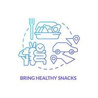 Bring healthy snacks blue gradient concept icon. Healthcare. Vitamin packed snacks. Road trip tip abstract idea thin line illustration. Isolated outline drawing. vector