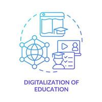 Digitalization of education blue gradient concept icon. Emerging skill in development abstract idea thin line illustration. Digitization process. Isolated outline drawing. vector