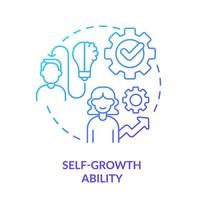 Self-growth ability blue gradient concept icon. Top soft skill in workplace abstract idea thin line illustration. Personal development. Isolated outline drawing. vector