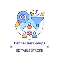 Define user groups concept icon. Customers needs. Maas introduction component abstract idea thin line illustration. Isolated outline drawing. Editable stroke. vector