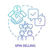 SPIN selling blue gradient concept icon. Successful sales technique abstract idea thin line illustration. Enhancing customer conversations. Isolated outline drawing. vector