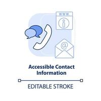 Accessible contact information light blue concept icon. Quality of good website abstract idea thin line illustration. Isolated outline drawing. Editable stroke. vector