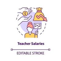 Teacher salaries concept icon. Decreasing compensations. Major education issue abstract idea thin line illustration. Isolated outline drawing. Editable stroke. vector