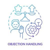 Objection handling blue gradient concept icon. Sales process abstract idea thin line illustration. Customer concerns and satisfaction. Isolated outline drawing. vector