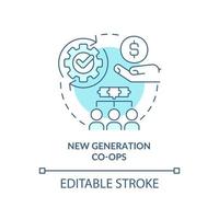 New generation co-ops turquoise concept icon. Offering value-added products abstract idea thin line illustration. Isolated outline drawing. Editable stroke. vector
