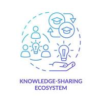 Knowledge-sharing ecosystem blue gradient concept icon. Trendy skill to learn abstract idea thin line illustration. Exchange experience. Isolated outline drawing. vector