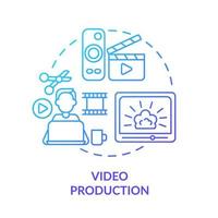 icono de concepto de gradiente azul de producción de vídeo. en la habilidad de demanda para la ilustración de línea delgada de idea abstracta independiente. convertirse en blogger de vídeo. dibujo de contorno aislado. vector