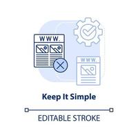 Keep it simple light blue concept icon. Creating professional website abstract idea thin line illustration. Simplicity. Isolated outline drawing. Editable stroke. vector