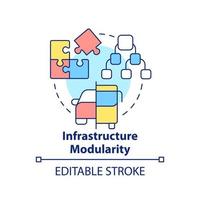 icono de concepto de modularidad de infraestructura. asignación de componentes. requisito de maas idea abstracta ilustración de línea delgada. dibujo de contorno aislado. trazo editable. vector