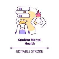 Student mental health concept icon. Stress and anxiety. Issue in higher education abstract idea thin line illustration. Isolated outline drawing. Editable stroke. vector