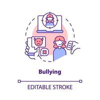 Bullying concept icon. Cyberbullying and torment online. Problem in public schools abstract idea thin line illustration. Isolated outline drawing. Editable stroke. vector