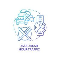 Avoid rush hour traffic blue gradient concept icon. Wasting time. Road trip recommendation abstract idea thin line illustration. Isolated outline drawing. vector