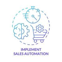 Implement sales automation blue gradient concept icon. Selling trend abstract idea thin line illustration. Business performance improvement. Isolated outline drawing. vector