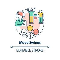 Mood swings concept icon. Teenage problem abstract idea thin line illustration. Hormonal shifts. Bipolar disorder. Isolated outline drawing. Editable stroke. vector
