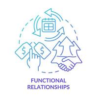 Functional relationships blue gradient concept icon. Buyer-seller interaction abstract idea thin line illustration. Customer loyalty. Isolated outline drawing. vector