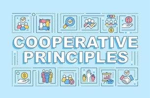 Cooperative principles word concepts blue banner. Business organization. Infographics with icons on color background. Isolated typography. Vector illustration with text.