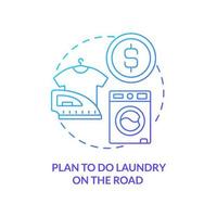 Plan to do laundry on road blue gradient concept icon. Keep clothes clean. Road trip advice abstract idea thin line illustration. Isolated outline drawing. vector