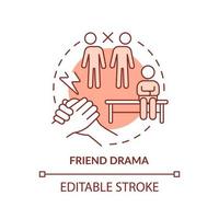 Friend drama terracotta concept icon. Teenage life problem abstract idea thin line illustration. Friendship issues. Isolated outline drawing. Editable stroke. vector