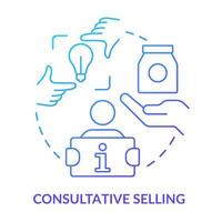 Consultative selling blue gradient concept icon. Successful sales strategy abstract idea thin line illustration. Investigative approach. Isolated outline drawing. vector