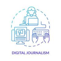 Digital journalism blue gradient concept icon. Desired skill for future employment abstract idea thin line illustration. Publishing news online. Isolated outline drawing. vector