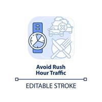 Avoid rush hour traffic light blue concept icon. Road trip recommendation abstract idea thin line illustration. Isolated outline drawing. Editable stroke. vector