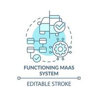 Functioning Maas system turquoise concept icon. Maas introduction component abstract idea thin line illustration. Isolated outline drawing. Editable stroke. vector