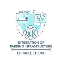 Integration of parking infrastructure turquoise concept icon. Maas requirement abstract idea thin line illustration. Isolated outline drawing. Editable stroke. vector