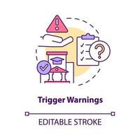 Trigger warnings concept icon. Poor quality education. Issue in higher education abstract idea thin line illustration. Isolated outline drawing. Editable stroke. vector