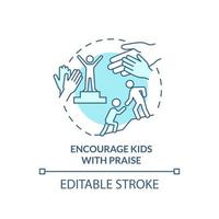 Encourage kids with praise turquoise concept icon. Positive communication abstract idea thin line illustration. Isolated outline drawing. Editable stroke. vector