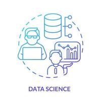 Data science blue gradient concept icon. Learning top digital skill abstract idea thin line illustration. Big data analysis, processing. Isolated outline drawing. vector