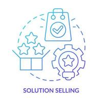 Solution selling blue gradient concept icon. Solving business issues abstract idea thin line illustration. Overcome problems with fresh approaches. Isolated outline drawing. vector