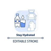 Stay hydrated light blue concept icon. Drinking plenty of water. Road trip tip abstract idea thin line illustration. Isolated outline drawing. Editable stroke. vector