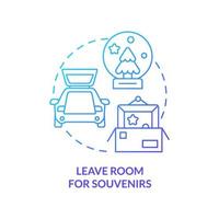 Leave room for souvenirs blue gradient concept icon. Adventure keepsake and reminder. Road trip advice abstract idea thin line illustration. Isolated outline drawing. vector